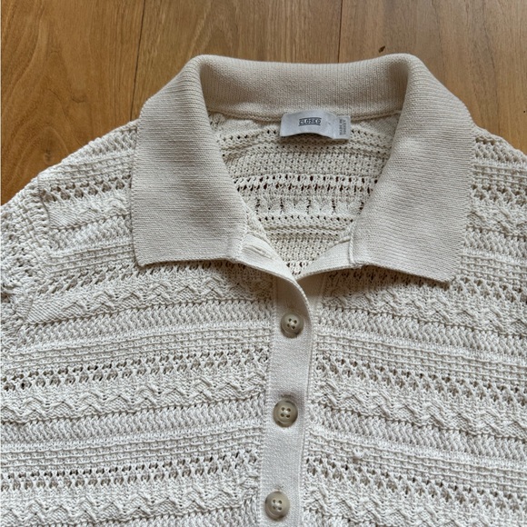 CLOSED Cotton Crochet Ivory Polo Top Size Small - Picture 7 of 8